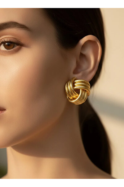 Dorvina Brass Anti-Tarnish Jewelry Gold Color Button Model Hoop Women's Earrings