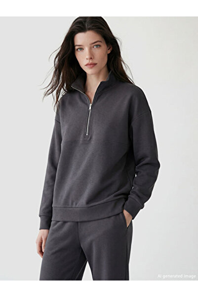 LC Waikiki Rmz Gi̇yi̇m Farkiyla Hakim Roba Collar Soft Touch Women's Sweatshirt