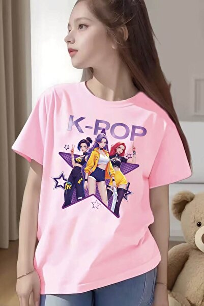 New Shine K-Pop Printed Pink Kids T-Shirt