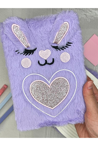 ZeCo Collection Plush Rabbit Patterned Daily Purple/ Souvenir Notebook