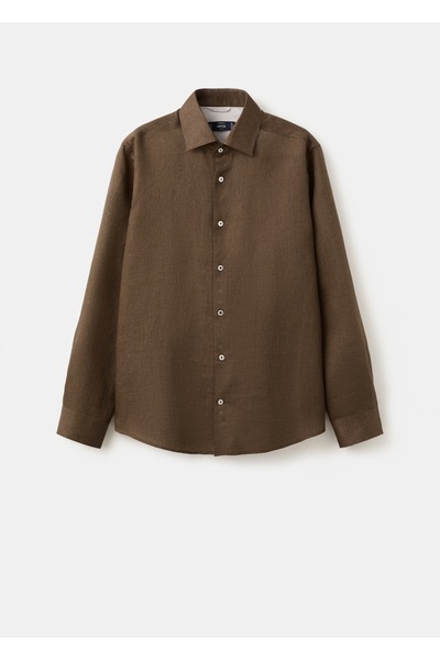 MANGO Man Dar kesim %100 keten gömlek