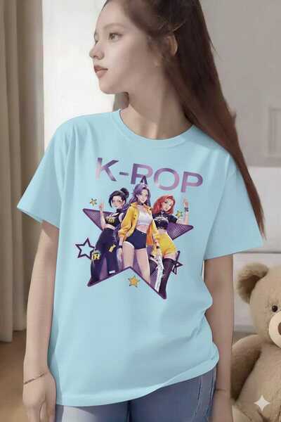 New Shine K-Pop Printed Baby Blue Kids T-Shirt