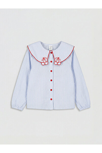 LC Waikiki Özmarka New Season Baby Collar Embroidered Girls' Shirt