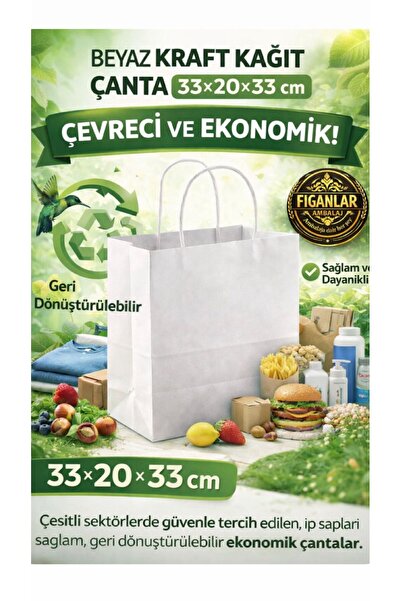 figanlar ambalaj 10kom beli kraft papir Torba 33x20x33 cm konopac S Sa ručkom...