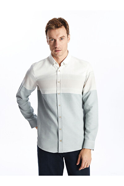 LC Waikiki Nevavm Regular Fit Long Sleeve Striped Men's Shirt with Difference