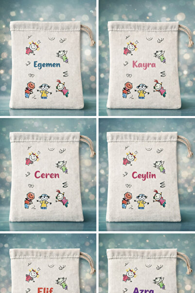 EGE DESIGN BAYRAM HARÇLIK KESESİ 13 X 15 ÖLÇÜLER TOPLAM 6 ADET ÖZEL İSMİ İLE ...