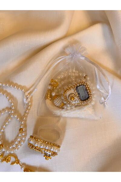 Kara Art Stone Zikirmatik and Prayer Beads Set Gift - Mevlüt Quran, Umrah and Hajj Gift - White