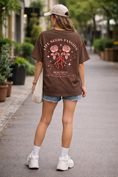 ArtYus Life Needs Passion Back Printed Cotton Relaxed Fit Round Neck Unisex T...