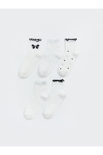 LC Waikiki Rmz Gi̇yi̇m Farkiyla Embroidered Women's Socks 5-Pack