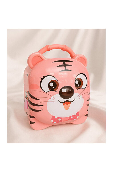 Jaju Baby حصالة نقود للأطفال على شكل دب وردي - مزودة بمقبض للحمل، قابلة للقفل...