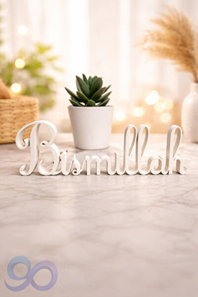 3DOria Bismillah Yazı 18 cm – Dekoratif İslami Masaüstü Obje | Modern Ev & Of...