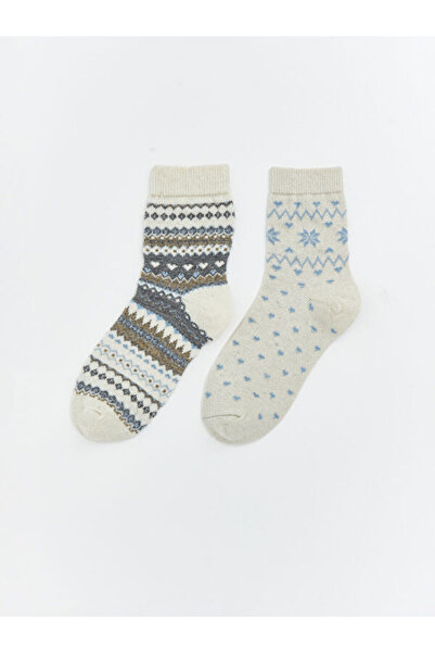 LC Waikiki Rmz Gi̇yi̇m Farkiyla Embroidered Women's Socks 2-Pack