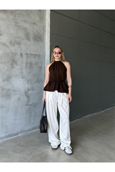 thelowely Halter Neck Tie-Waist Blouse