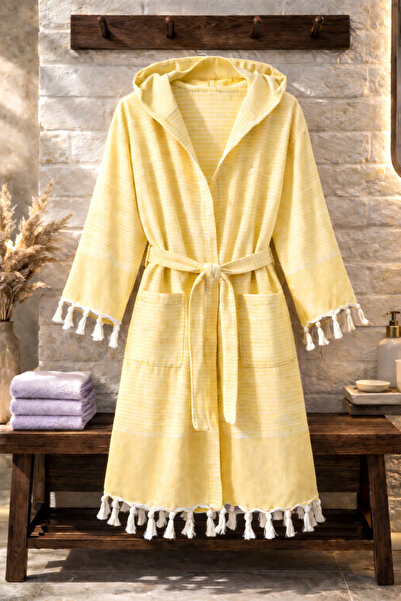 Hig Store 100% Cotton Woven Hooded Unisex Pique Bathrobe with Pockets Ultra S...