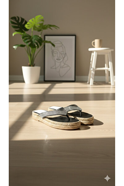 DARUGA Flip-flops pentru femei talpă plată lı Parmak Arblas cu pietre aplicat...