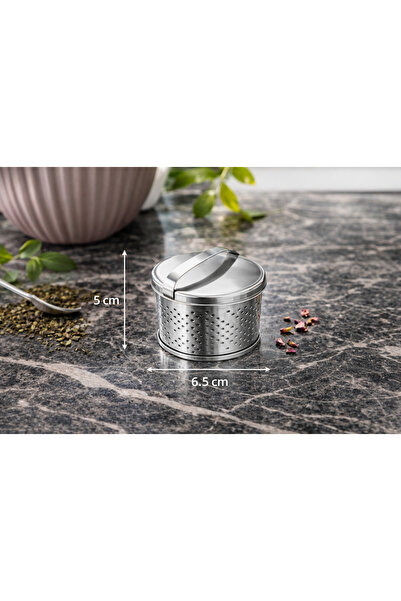 Alvin Demlik İçi Paslanmaz Çelik Çay Süzgeci 5x6,5 cm Kapaklı Filtre