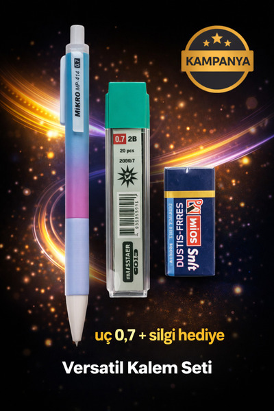 W-Design 1 قلم متعدد الاستخدامات 0.7 + 1 رأس قلم 0.7 + 1 ممحاة، مجموعة من 3 قطع