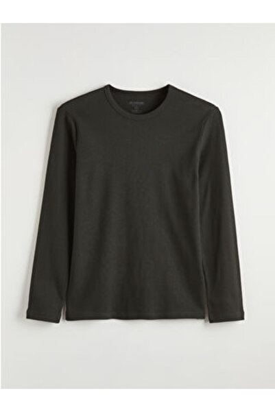 LC Waikiki Khaki Crew Neck Long Sleeve Men's T-Shirt