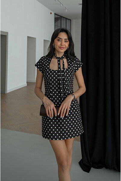 Havoş Bitter Brown Polka Dot Patterned Dress with Shorts