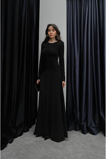 Havoş Black Leahy Gathered Padded Dress