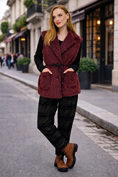 EREN STYLE Italian Belt Detailed Felt Vest