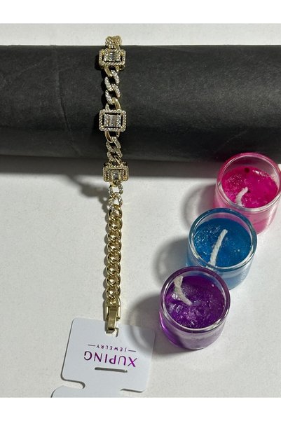 XUPING JEWELRY Stone-Encrusted Baguette Steel Bracelet