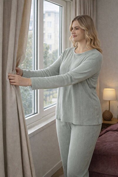 YONCA OUTLET Women's Ribbed Pajama Bottoms – Soft Texture, Flexible Waist, Co...