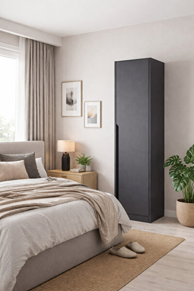 eos mobilya Modern 5 Raflı Çok Amaçlı Dolap 50 cm Genişlik – Antrasit / Vizon...