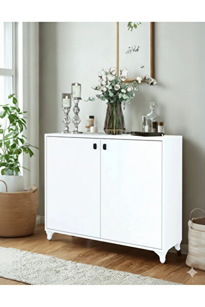 İMOVA MOBİLYA Modern 2 Kapaklı Ayakkabılık ve Çok Amaçlı Dolap - Beyaz - 90x3...