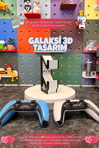 Galaksi 3D PlayStation DualSense Standı & PS5 İkonları Dekoratif Tasarım