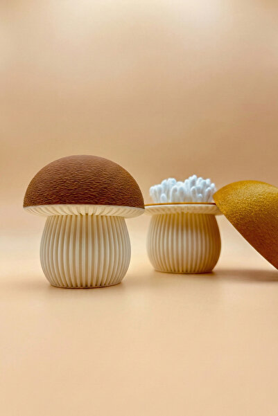 Alvina Atölye Mantar Tasarımlı Kapaklı Kulak Pamuğu Kutusu - Dekoratif Banyo ...