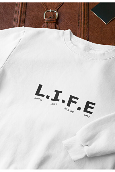 MAGORS Life Life Printed Cotton Long Sleeve Crewneck Retro Oversize Sweatshir...