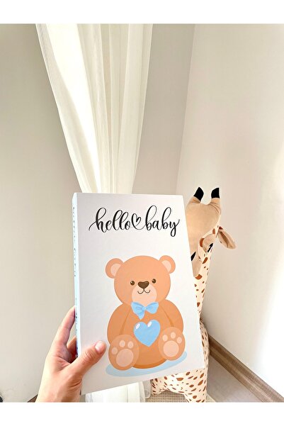 Nun Studio Hello Baby Decorative Book Box with Teddy Bear – Baby Keepsake Box...