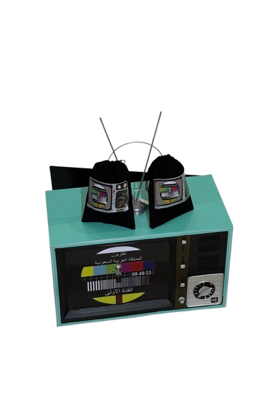 Generic Vintage television with party favor bags