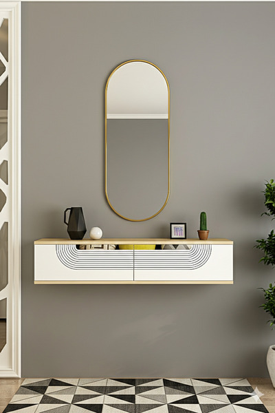 YUMEDİ DESİGN DA1202DBS - DÜNYA DRESUAR , RAF 120CM SAFİRMEŞE-BEYAZ-SİLVER