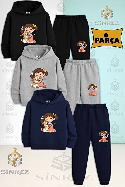 SİNREZ Set de 3 piese pentru copii, unisex, cu imprimeu GIRL HUGGING DOG, set...