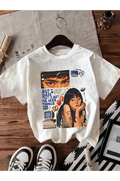 Vordevia Retro štampana bela oversize unisex majica, osnovna, udobna, za svak...