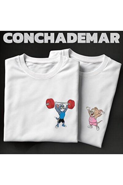 Vordevia Tom and Jerry Printed 2-Piece Oversize T-Shirt Lover's Combination