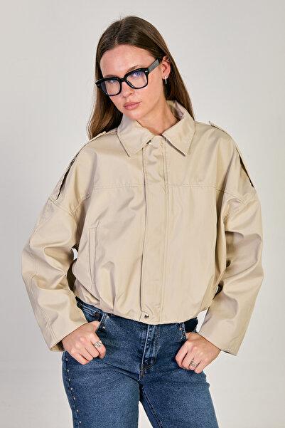 BARRELS AND OIL Women's Oversize Bomber Jacket - Stone
