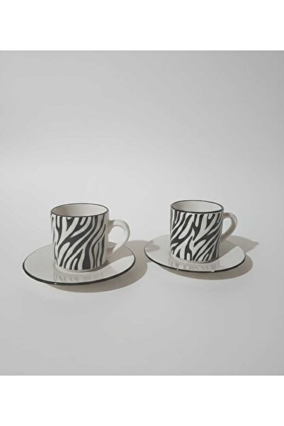 HAZEM Zebra Desenli Kahve Fincan Takımı 2 Kişilik