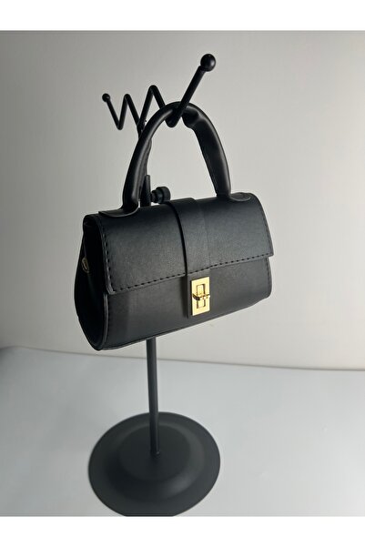 Giseca Beliz Siyah Deri Şık Kadın El ve Çapraz Çanta