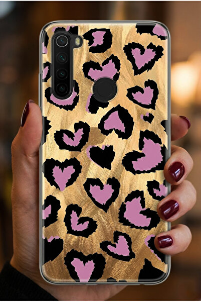 Molly Pink Heart Golden Leopard Pattern Silicone Pc Case for Redmi Note 8