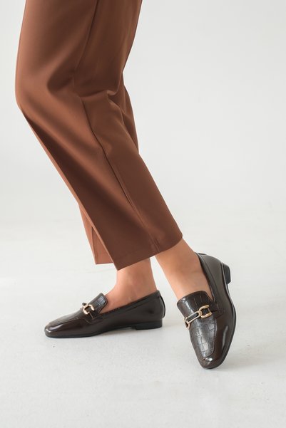 RİMES AYAKKABI Crocodile Patterned Buckle Loafers – Modern Interpretation of Timeless Elegance