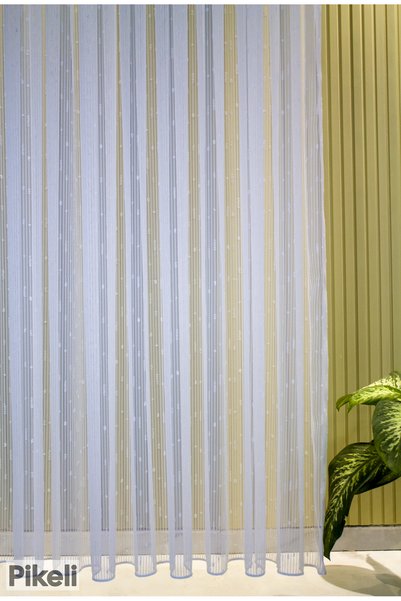 Pikeli Tassel Patterned Tulle Curtain - 1X3 Dense Pleats - Professional Installation - with Tassels