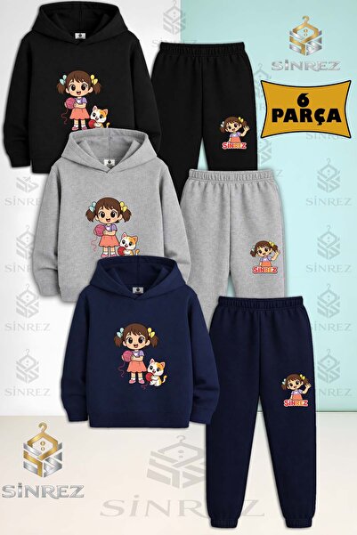 SİNREZ Set de 3 piese pentru copii, unisex, GIRL CAT, cu imprimeu IP, set de ...