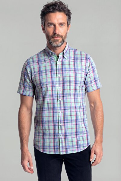 Bisse Regular Fit Men's Short Sleeve Cotton Green Shirt