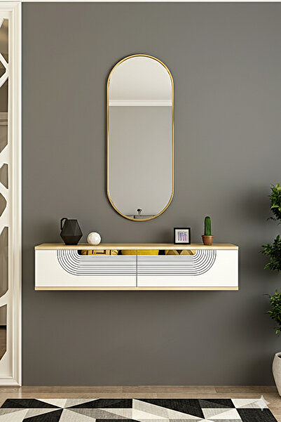 YUMEDİ DESİGN DA1202DBG - DÜNYA DRESUAR , RAF 120CM SAFİRMEŞE-BEYAZ-GOLD