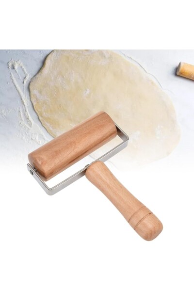 EDU Ahşap Saplı Hamur Kesme Aparatı – Mantı ve Börek İçin Pratik Merdane