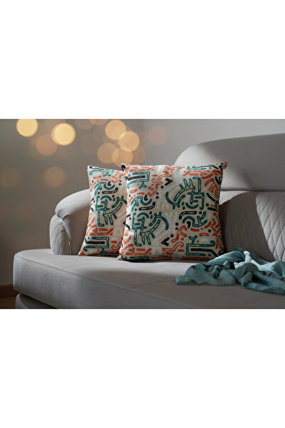 NDC HOME وسادة زخرفية عصرية منقوشة - طباعة رقمية على الوجهين 45 × 45 سم