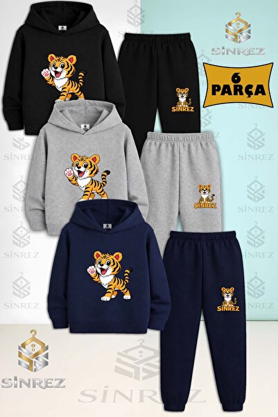 SİNREZ Set de 3 piese pentru copii, unisex, cu imprimeu TIGER TEK PATI HAVADA...